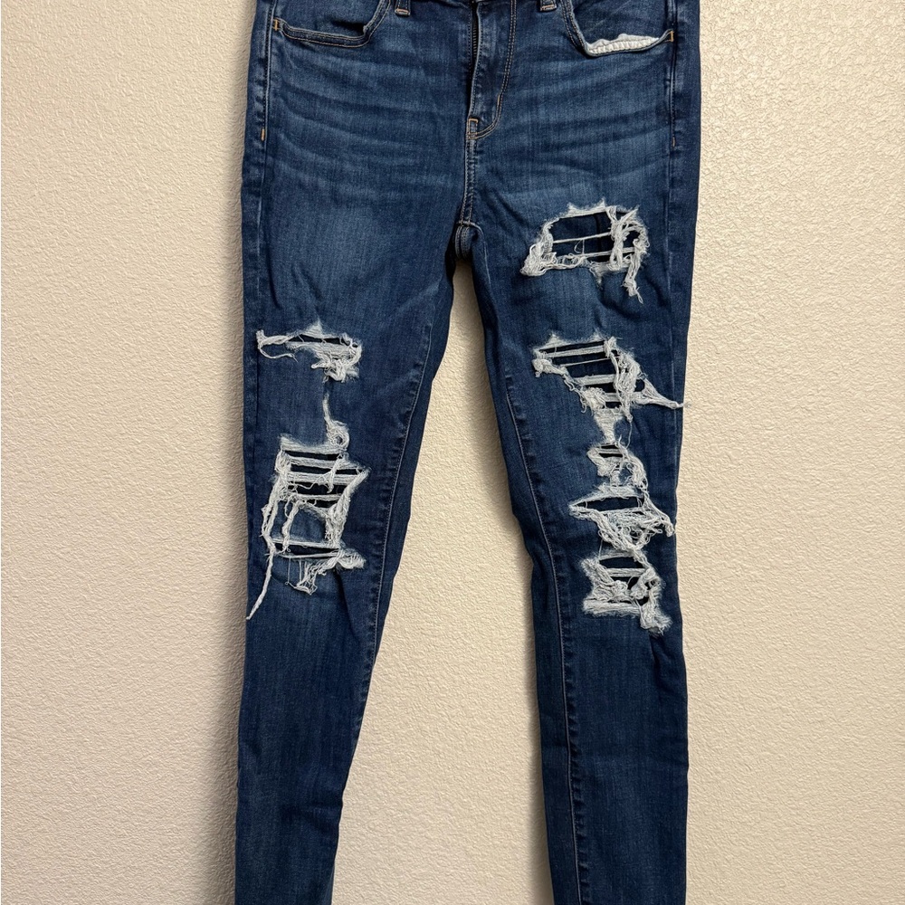 American Eagle Outfitters Ripped Dark Blue Skinny Jeans